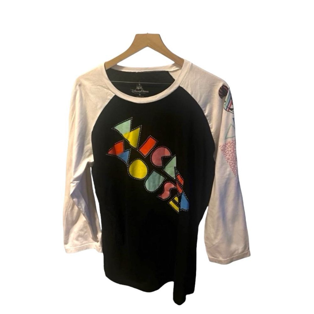 Disney Parks‎ Mickey Mouse Raglan Tee Colorful Graphic Top XL
